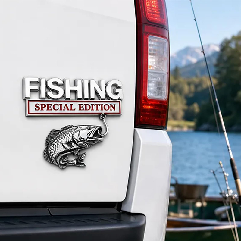 Fishing Hook - Krom Balıkçılık Araba Rozeti Metal Balık